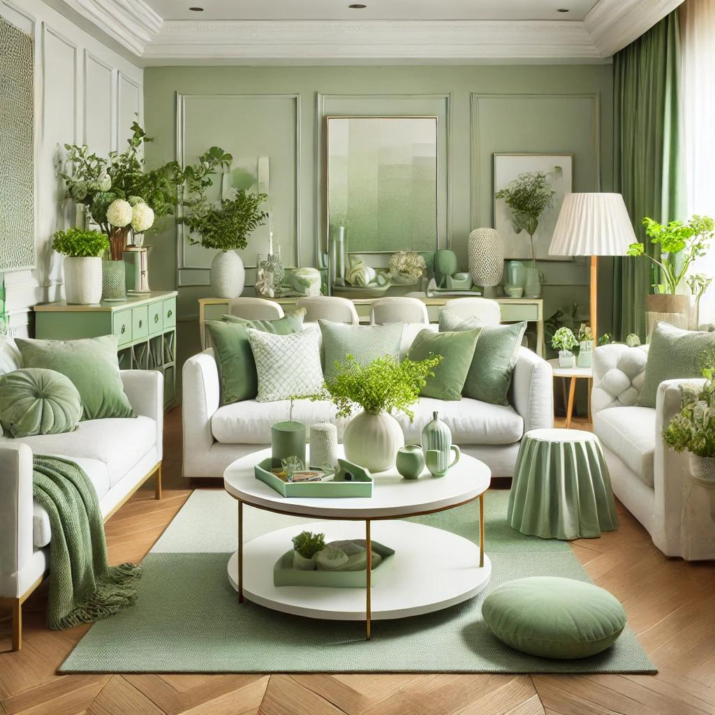 salon vert avec verdure